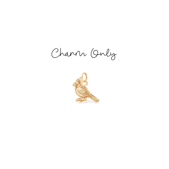 Cardinal Bird Charm: Sterling Silver, Gold Filled, 14K Solid Gold Handmade Dainty Bird, Nature Jewelry Gift