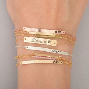 Gold Bar Bracelet, Bar Bracelet, Name Engraved Bracelet, GOLD, ROSEGOLD, SILVER, Bridesmaid Jewelry, Nameplate Bracelet, Valentines Day image 2