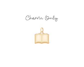 Book Lover Charm: sterlingzilver, gold filled, 14K massief gouden literaire hanger sieraden cadeau