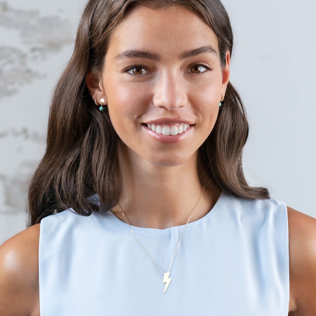 Lightning Bolt Necklace in Gold, Silver or Rose Gold, Lightning