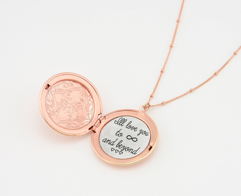 Rosegold Locket Necklace Custom Engraved Locket Necklace Etsy