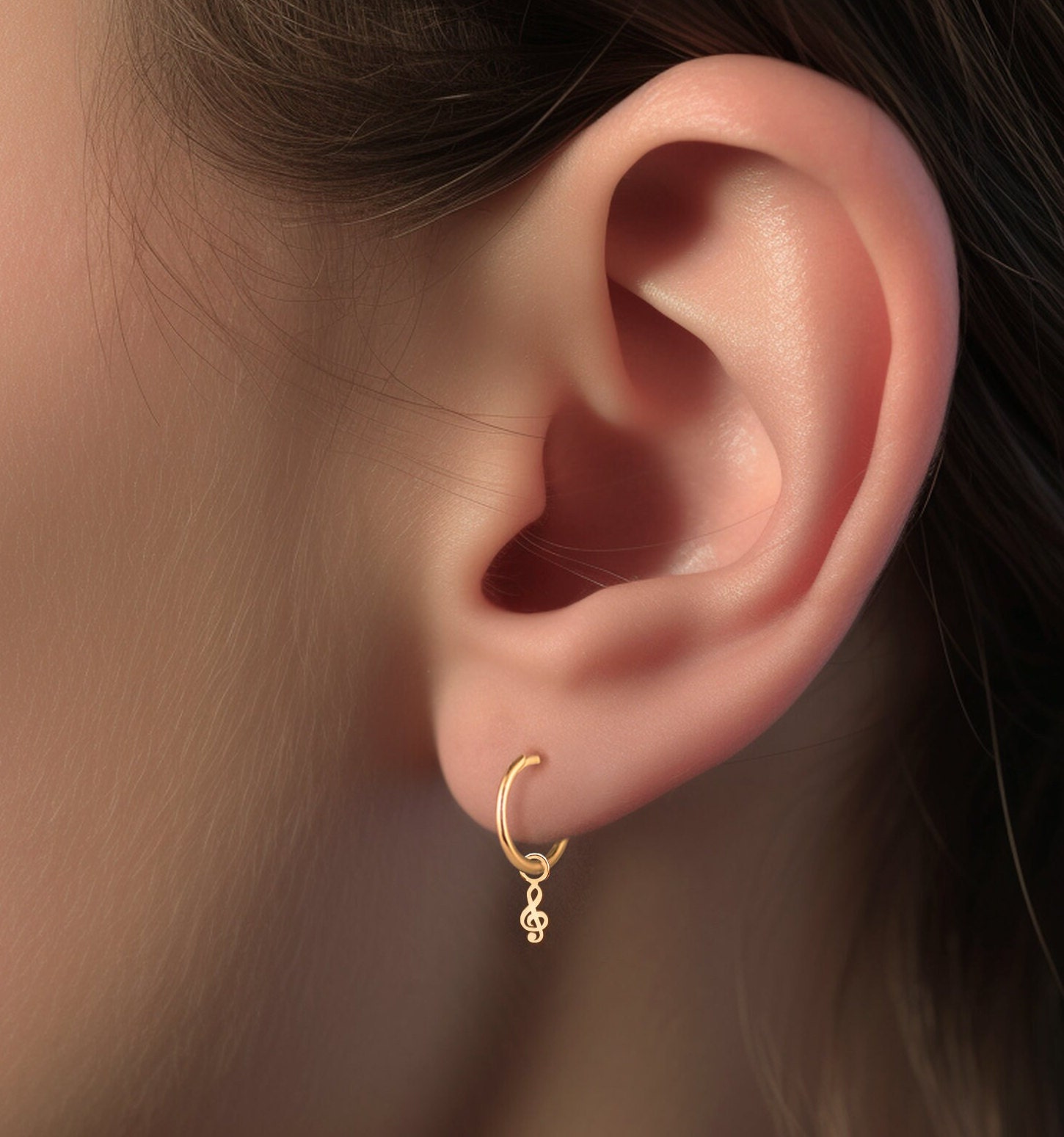 Musical Note Hoop Treble-clef Musical Note Charm Hoop Earrings - Gold Vermeil, Silver ...