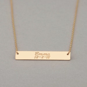 Gold Engravable Nameplate Necklace, Engraved Bar Necklace, Customized Name Bar Necklace, Personalized Gold Bar Necklace, Valentines Day