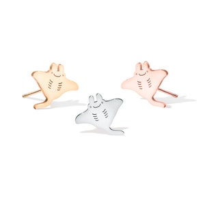 Manta Ray Earrings, Animal earrings, Whimsical earrings, Cute Manta ray Earrings , Beach Stud Earrings, Sea Creature Earrings, Gifts for Her image 3