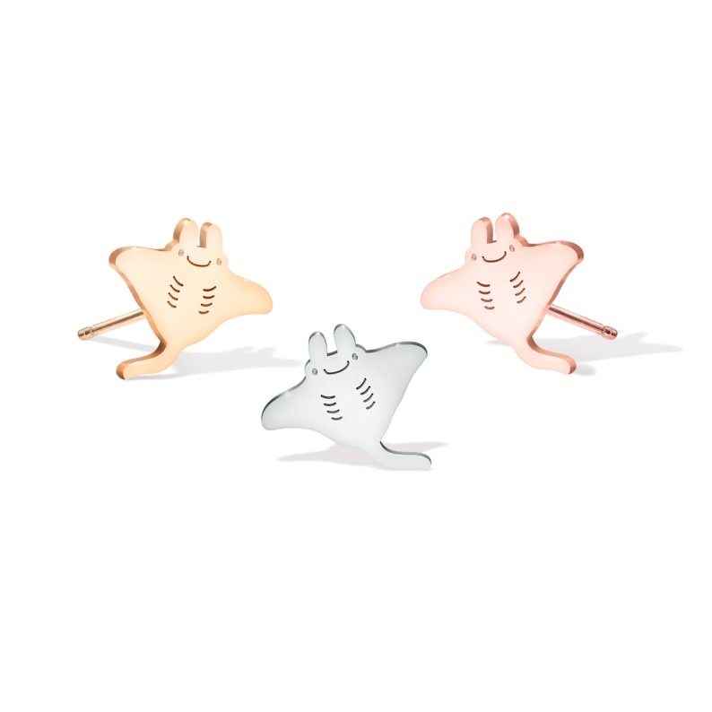 Manta Ray Earrings, Animal earrings, Whimsical earrings, Cute Manta ray Earrings , Beach Stud Earrings, Sea Creature Earrings, Gifts for Her image 3