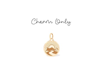 Sun Landscape View Charm Pendant: Sterling Silver, Gold Filled, 14K Solid Gold Nature Pendant Jewelry Gift