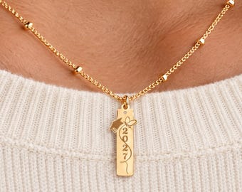 Graduation Cap Butterfly Charm Necklace, Flat Pendant, 14K Gold Filled, Sterling Silver, 10K or 14K Solid Gold, Ball Chain