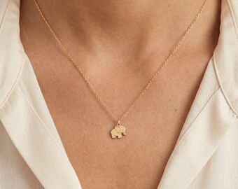 Elephant Silhouette Charm Necklace: Sterling Silver, Gold Filled, Rose Gold Minimalist Animal Jewelry Gift
