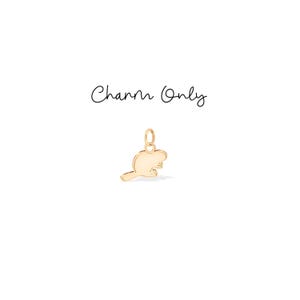 May include: A gold-colored charm in the shape of a beaver. The charm has a small loop at the top for attaching to a necklace or bracelet. The text "Charm Only" is written in cursive above the charm.