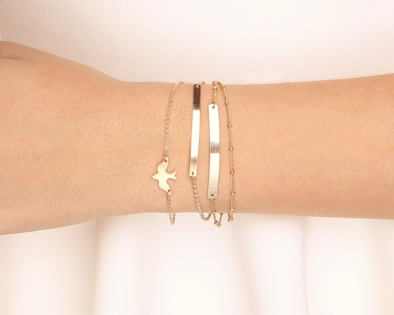 Gold Bird Bracelet, Dove Bracelet, Bird Bracelet, GOLD, ROSEGOLD, SILVER, Bridesmaid Jewelry imagem 2