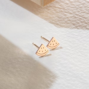 Watermelon Earrings, Gold or Rose Gold Watermelon Earring Stud, Silver Earring, Bridesmaid Gift, Mother's Day Gift, Graduation Gift. image 3