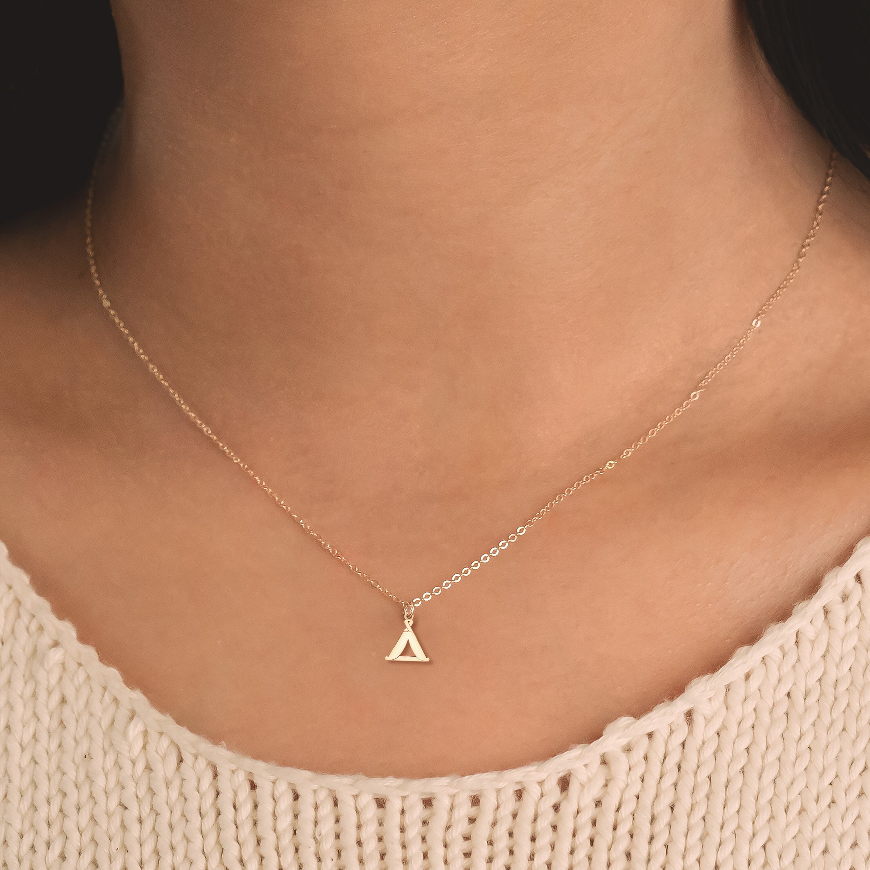 Tent Necklace, Camping Tent Charm, 14k Gold Filled Jewelry, Nature Inspired Jewelry Gift, Sterling Silver Camping Charm, Tent Pendant