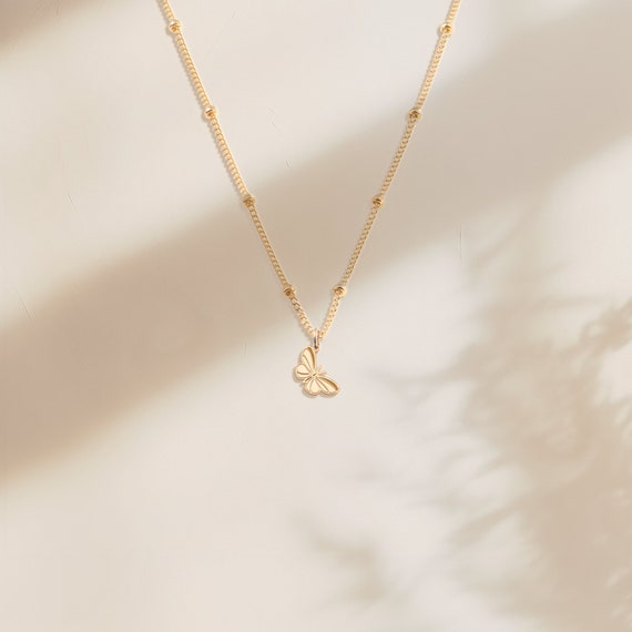 Butterfly Pendant Necklace Tiny Necklace Personalized Jewelry Butterfly Charm Dainty Necklace Small Butterfly Graduation Gift Transformation