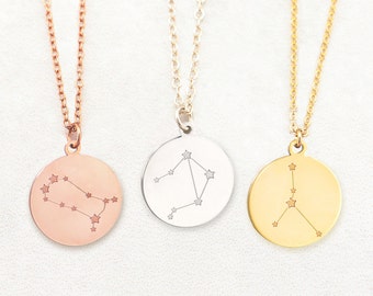 Zodiac Necklace, Zodiac Sign Disc, Birth month Disc, Astrology Zodiac necklace, libra, virgo, scorpio, sagittarius, capricorn, pisces