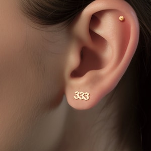 Angel Number Earrings 111 Studs 444 Earrings 888 Earrings Celestial Numbers Gold Angel Number 222 Earrings Angel Number Studs