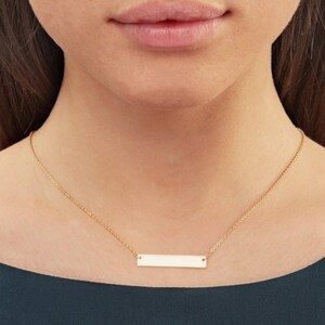 Personalized Inital Bar Necklace, Engraved Necklace, Contemporary Bridesmaid Jewelry, Initial Rectangle Necklace, Valentines Day image 2