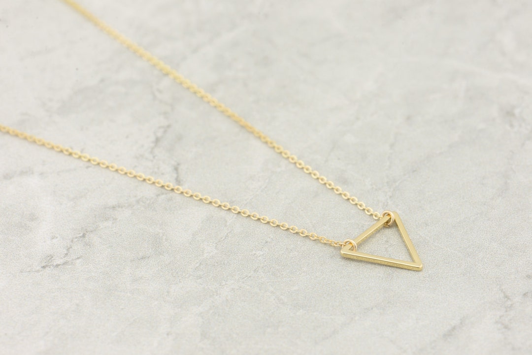 Mini Gold Triangle Necklace Floating Triangle Necklace - Etsy