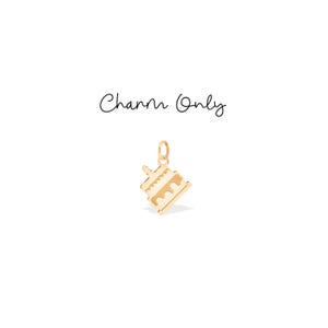 Charm pour gâteau d'anniversaire personnalisé : argent sterling, or rempli, or massif 14 carats, bijoux à breloques pour dessert faits main