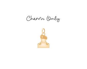 Army Military Man Charm Sterling Silver, Gold Filled, 14K Solid Gold Patriotic Charm Jewelry Gift