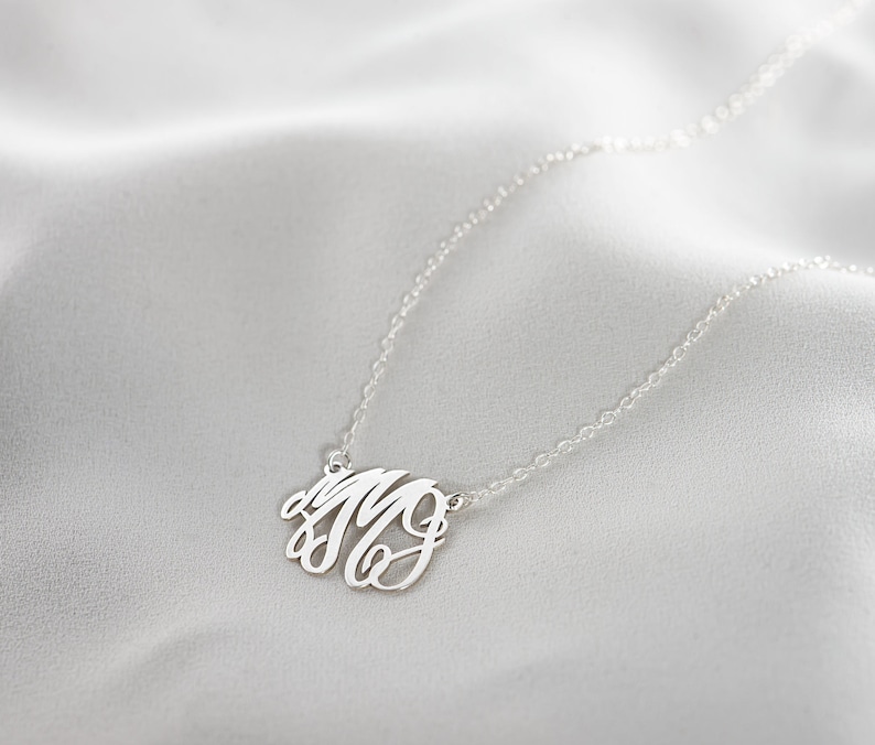 Monogram Necklace Dainty Monogram Jewelry Initial Necklace Monogrammed Necklace Personalized Jewelry Personalized Monogram image 6