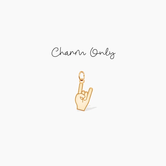 Hand Sign Charm Devil Horns Charm Weird Charm Shaka Hand Whimsical Rock On Charm Fun Jewelry Add On Charm Birthday Add On Charm