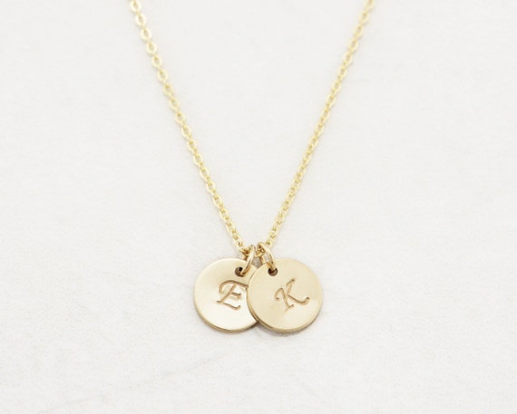 Initial Disc Necklace 2 Disc Initial 