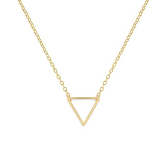 Small Gold Triangle Necklace , FLOATING TRIANGLE Necklace, Minimal, Delicate Necklace , Gold Triangle, Valentines Day image 4