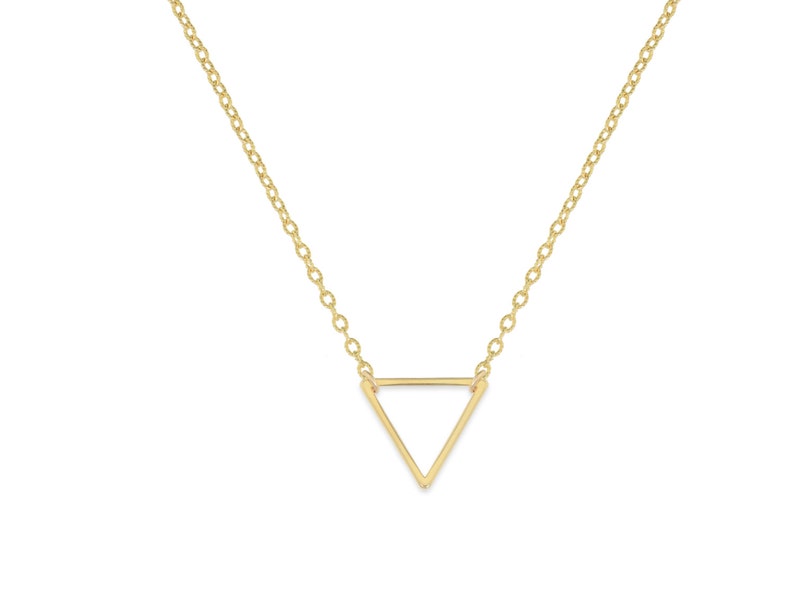 Small Gold Triangle Necklace , FLOATING TRIANGLE Necklace, Minimal, Delicate Necklace , Gold Triangle, Valentines Day image 4