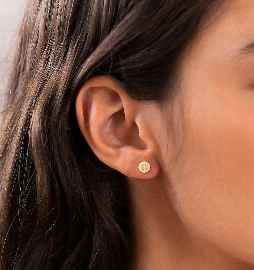Sunburst Earrings, Gold Celestial Earring, Rose Gold Sunburst Earring
