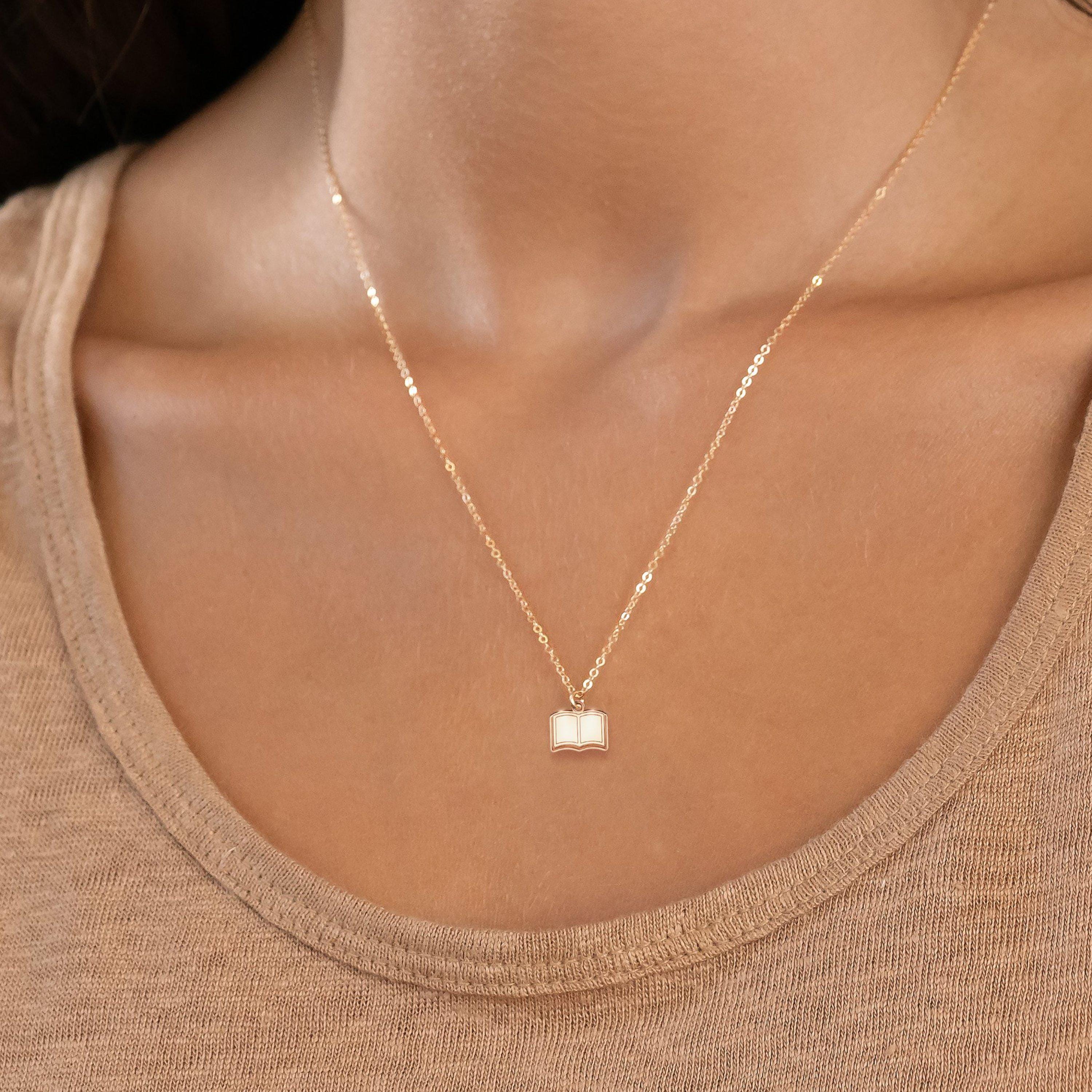 Boek Lover Ketting - Hanger Lezen Sieraden, Club Gift, Bibliothecaris Cadeau, Boekenwurm Geschenk - Roestvrij Staal, Na Gem