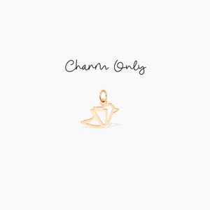 Origami Bird Charm Gold Bird Pendant Crane Charm Add On Charm Bird Lover Jewelry Origami Charm Anniversary Gift Animal Charm