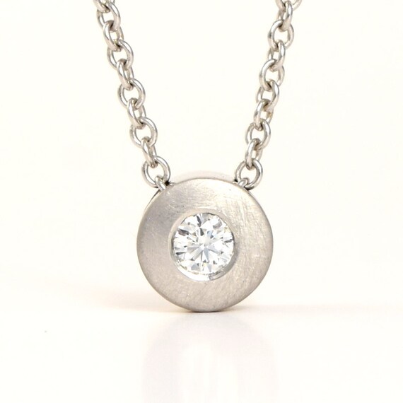 Platinum Diamond Solitaire Necklace Unique Slide - Modern Diamond Pendant Necklace Platinum Diamond Solitaire Necklace Unique Slide - Modern Diamond Pendant Necklace
