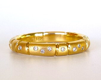 DIAMOND ETERNITY Fede nuziale o anello di fidanzamento / Diamanti incastonati a filo / Anello unico e moderno con diamanti impilati / Oro 22k, 18k, fascia in platino