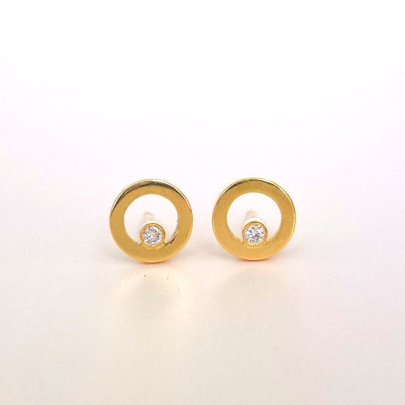 Gold Studs Gift For Her Circle stud earrings Small gold stud earrings Gold Stud Earrings Minimalist Look Earrings Gold circle studs