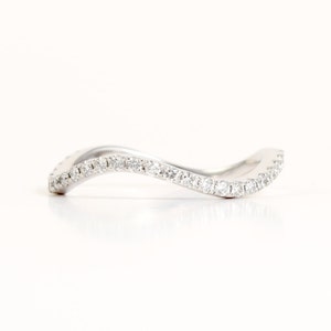 DIAMOND Eternity Band &#39;WAVE&#39; | Engagement Ring or Wedding Band in 18k White Gold, Platinum | Stackable Diamond Pave Ring | Anniversary Band