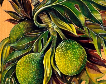 Print - Hawaiian Floral and Fruit- Ulu Breadfruit