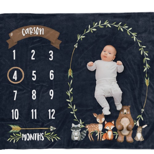 Baby Milestone Blanket Monthly Milestone Blanket for Newborn Etsy