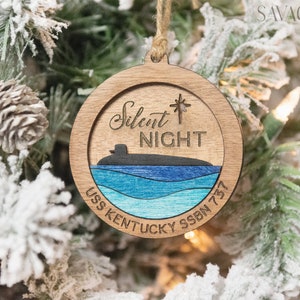 Personalized Submarine Christmas Ornament, Custom Submarine Ornament, Silent Night, Christmas Ornament, Submarine, Submarine Ornament