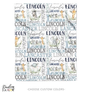 Personalized Baby Blanket, Safari Blanket, Baby Shower Gift, Swaddle Blanket, Custom Name Blanket, Safari and Jungle Blanket, Newborn