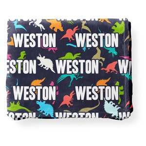 Dinosaur Name Blanket, Personalized Name Blanket, Super soft minky blanket, Dino