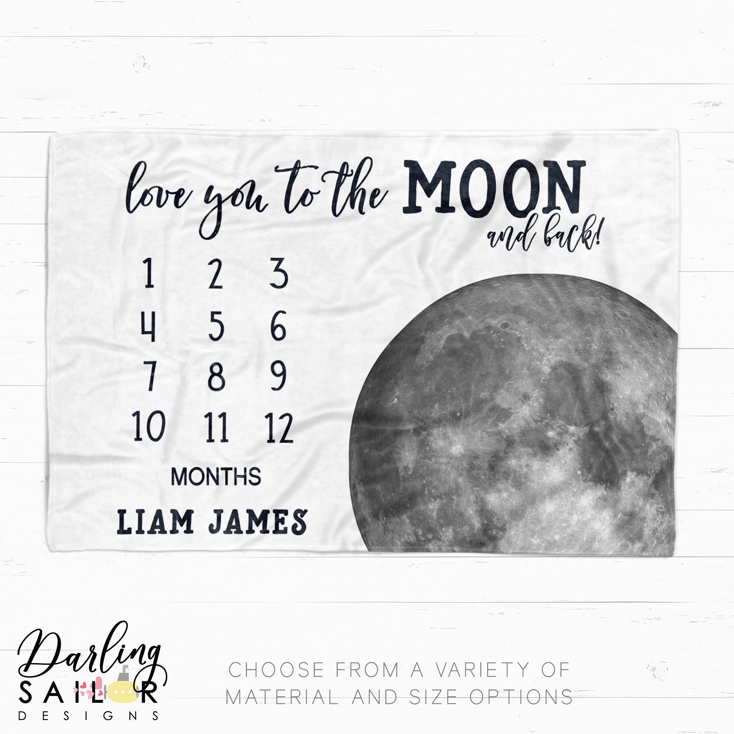 I love you to the moon and back Milestone Blanket Baby Etsy