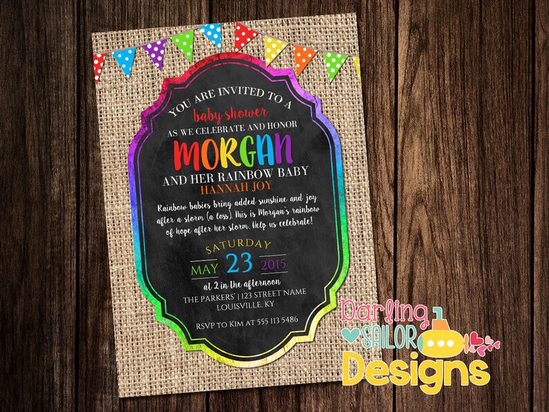 Rainbow Baby Shower Invitation Print And Digital Option Etsy