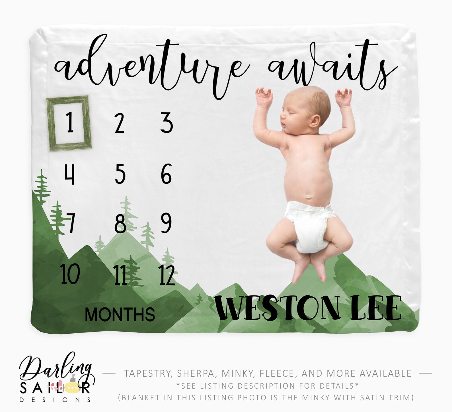 Adventure Awaits Milestone Blanket Baby Blanket Baby Growth Etsy