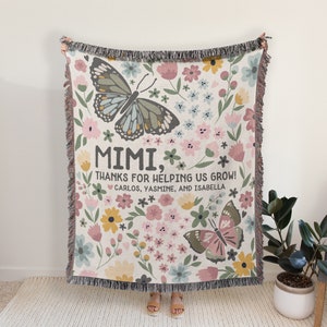 Personalized Woven Cotton Blanket: Family Name Throw, Grandmother Gift