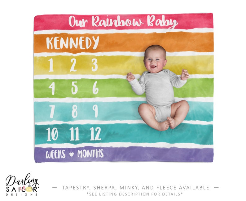 Rainbow Baby Milestone Blanket Baby Blanket Baby Growth Etsy