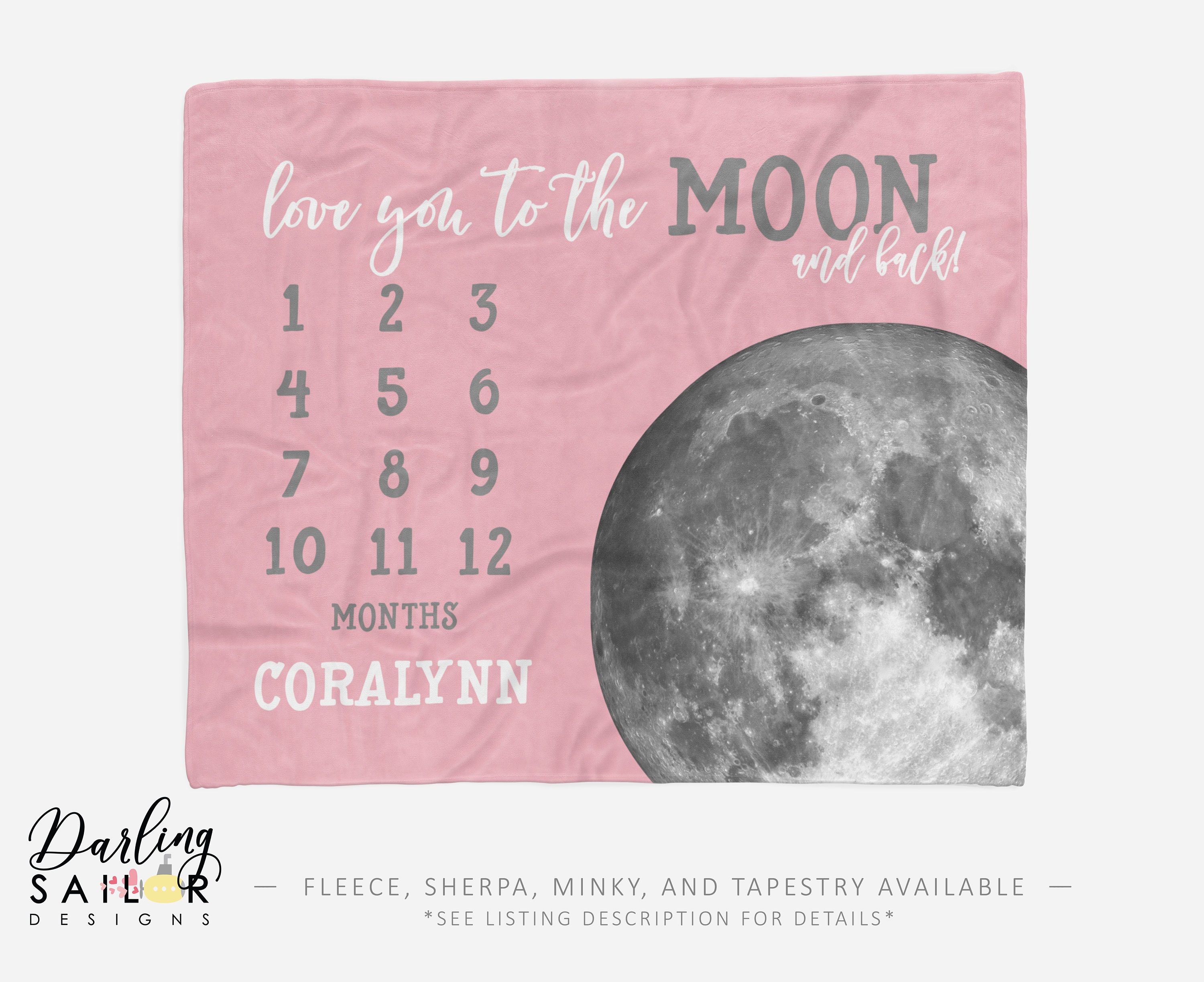 I love you to the moon and back Milestone Blanket Baby Etsy