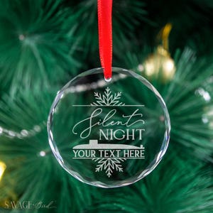 Personalized Glass Submarine Christmas Ornament, Custom Submarine Ornament, Silent Night, Christmas Ornament, Submarine, Submarine Ornament