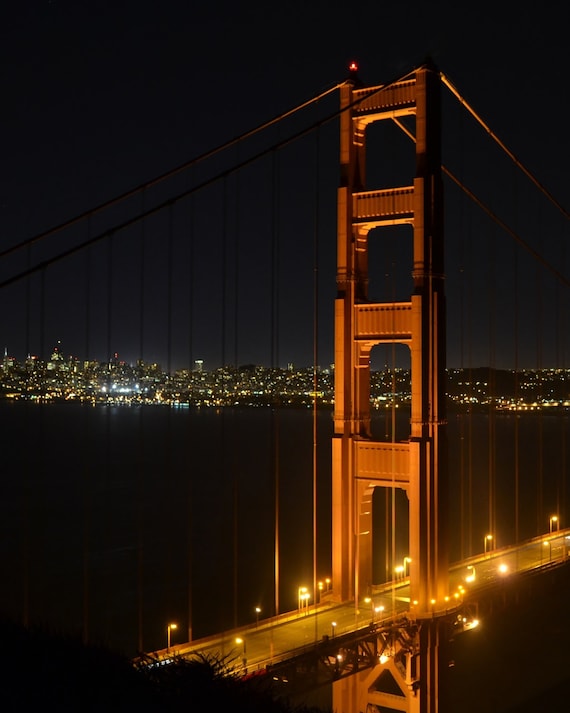 Puente Golden Gate De Noche San Francisco California Color Etsy