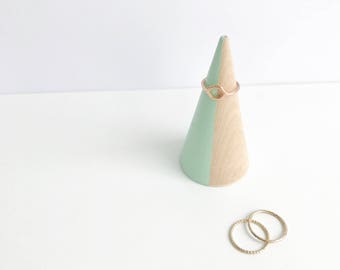 Mint Wood Ring Cone | Ring Holder | Jewelry Holder | Ring Storage | Engagement Ring Holder | Gifts for Her | Gifts for Bride | Bridal Shower