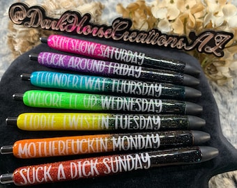 Inappropriate Days of the Week Pen Set, 7 Inappropriate Days of the Week  Pen Set